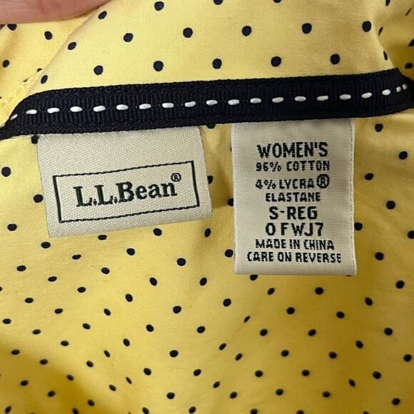 L.L. Bean Women's Button Up Shirt S Yellow Polka Dot Roll Tab Long Sleeve Fitted - Picture 6 of 7